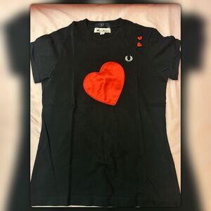 Fred Perry Black Tee with Red Heart Design